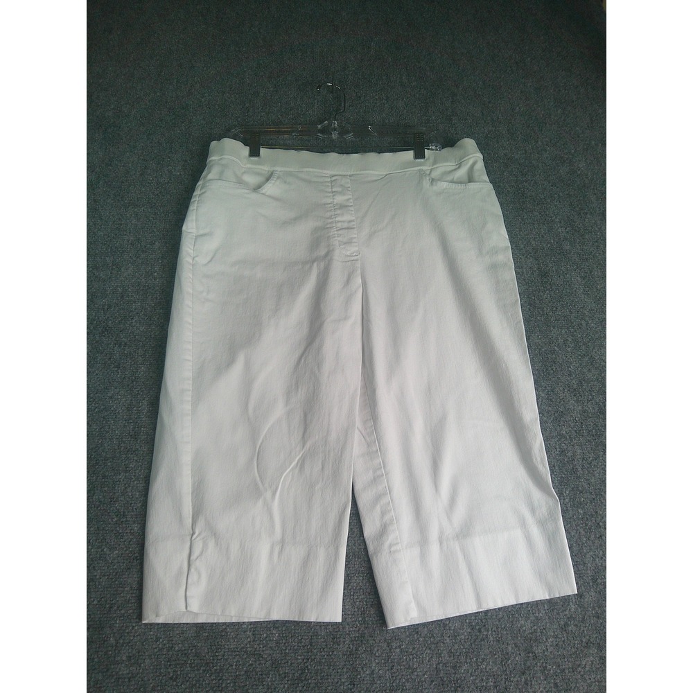 Alfred Dunner White Pull On Capri Pants Women's Petite 18P Stretch Rayon Blend